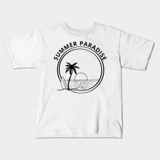 Summer Paradise. Summertime, Fun Time. Fun Summer, Beach, Sand, Surf Retro Vintage Design. Kids T-Shirt